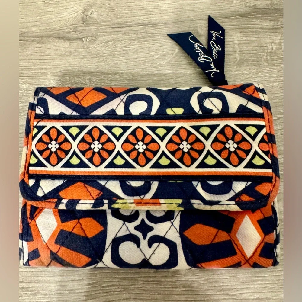 Vera Bradley Retired Pattern Euro Wallet: Orange, Blue, Green, White. Used